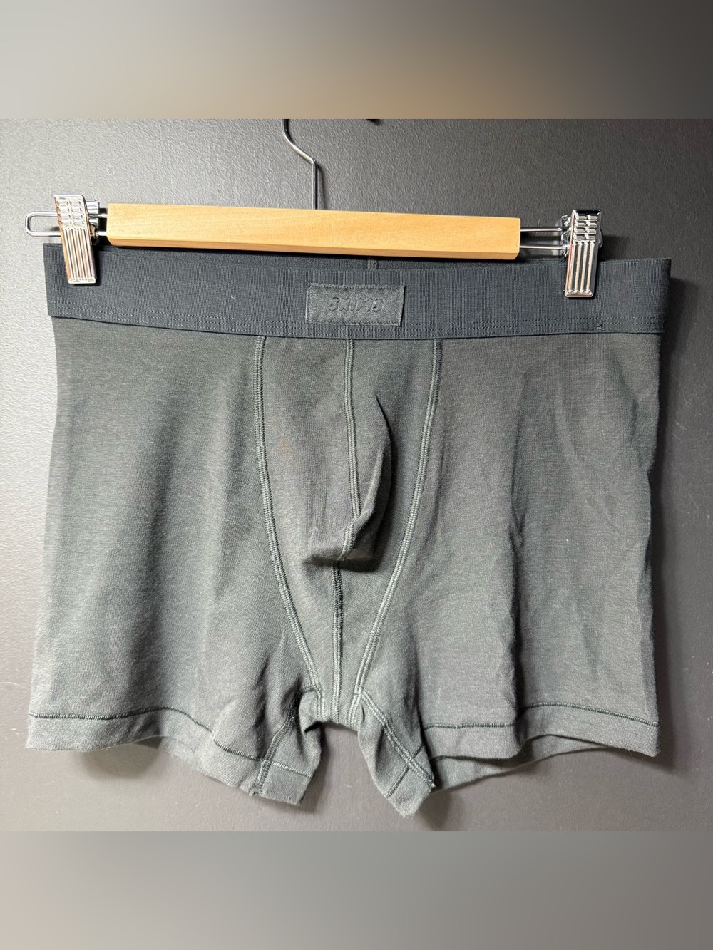 New Men's SKIMS Soot Cotton Blend Boxer Brief 3" Size M